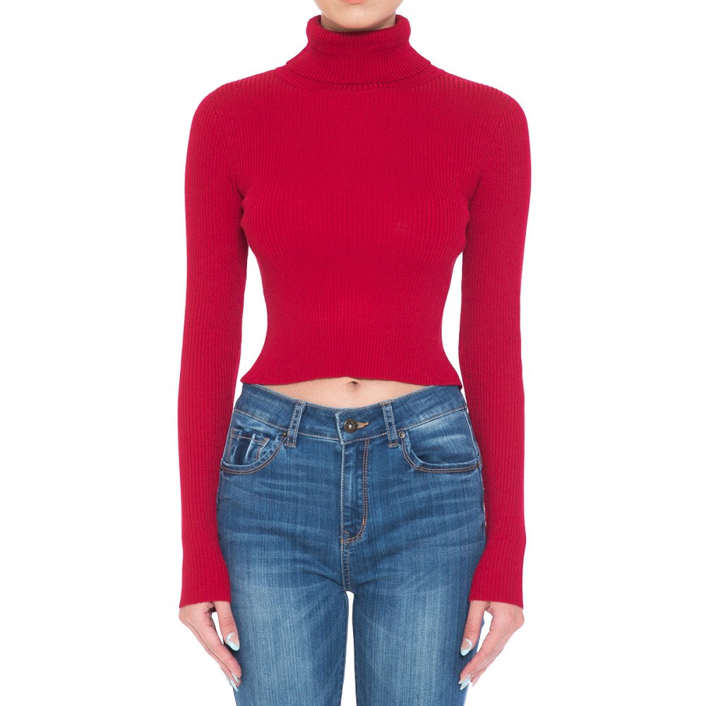 Ambiance - Women's Turtle Neck Crop Top - 73072