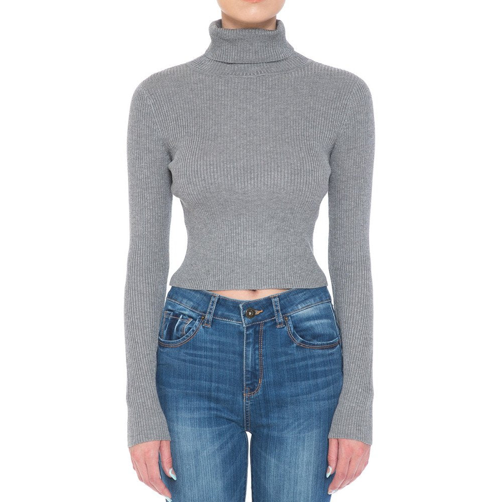 Ambiance - Women's Turtle Neck Crop Top - 73072