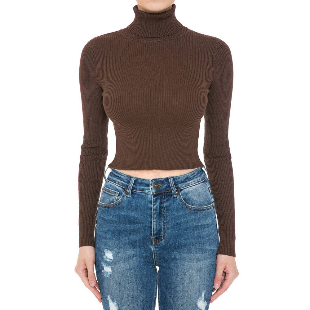 Ambiance - Women's Turtle Neck Crop Top - 73072