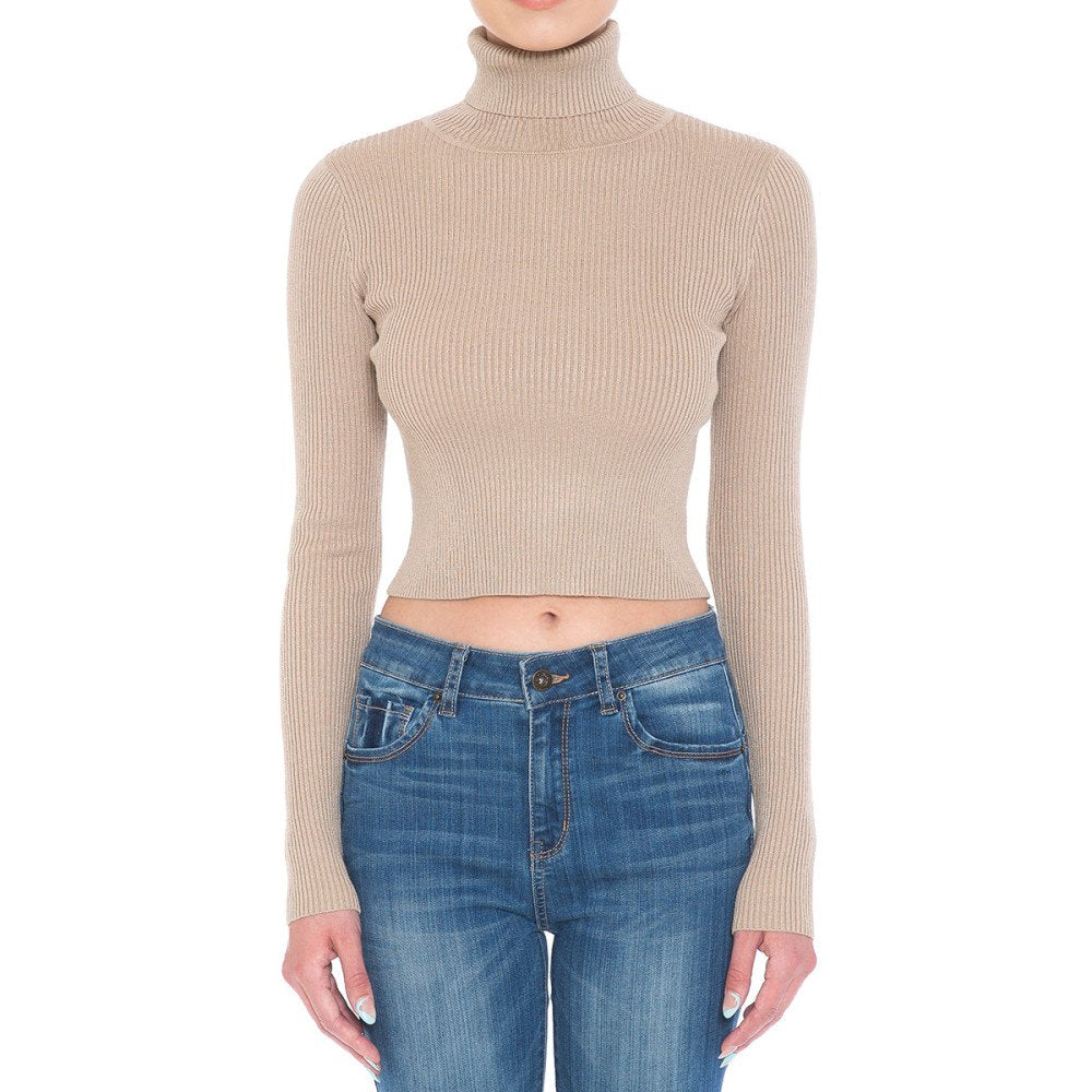 Ambiance - Women's Turtle Neck Crop Top - 73072