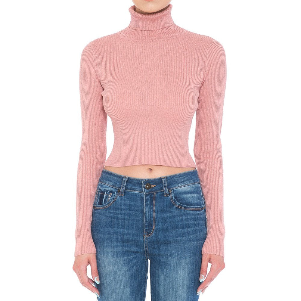 Ambiance - Women's Turtle Neck Crop Top - 73072