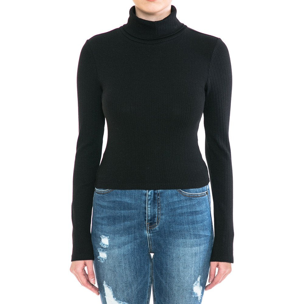 Ambiance - Women's Ribbed Turtleneck Long Sleeve Shirt - 73328