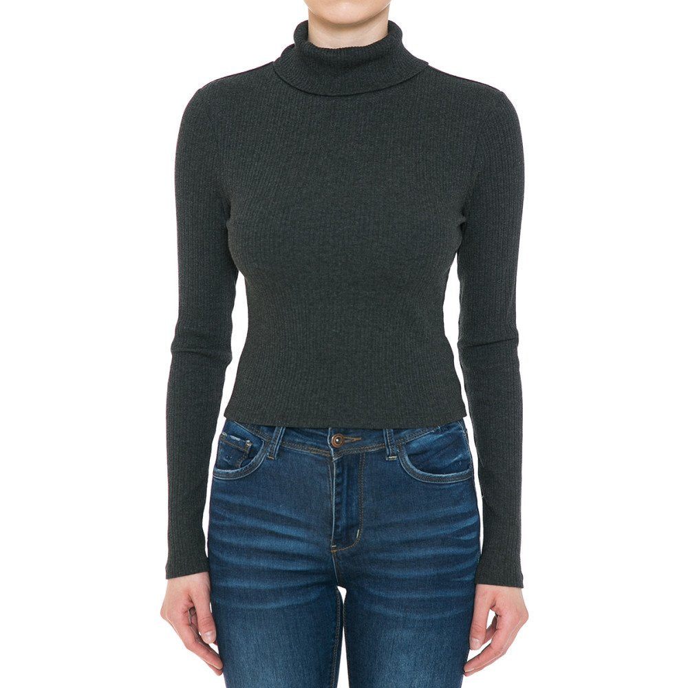 Ambiance - Women's Ribbed Turtleneck Long Sleeve Shirt - 73328