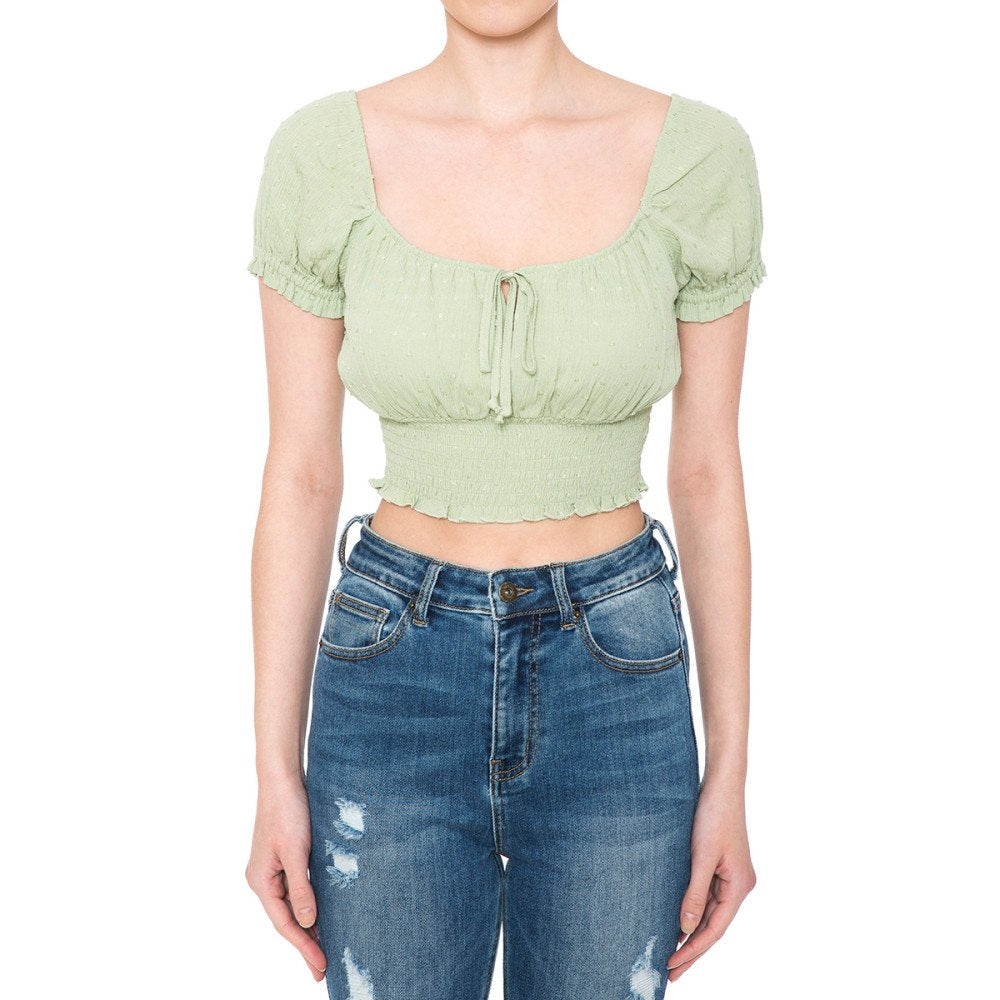 Ambiance - Women's Keyhole Neck Crop Top - 73340