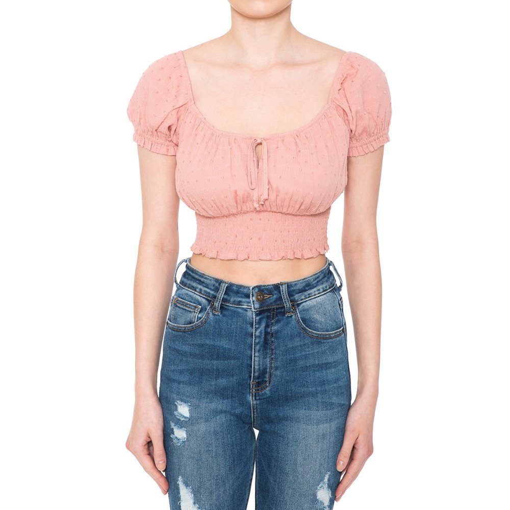 Ambiance - Women's Keyhole Neck Crop Top - 73340