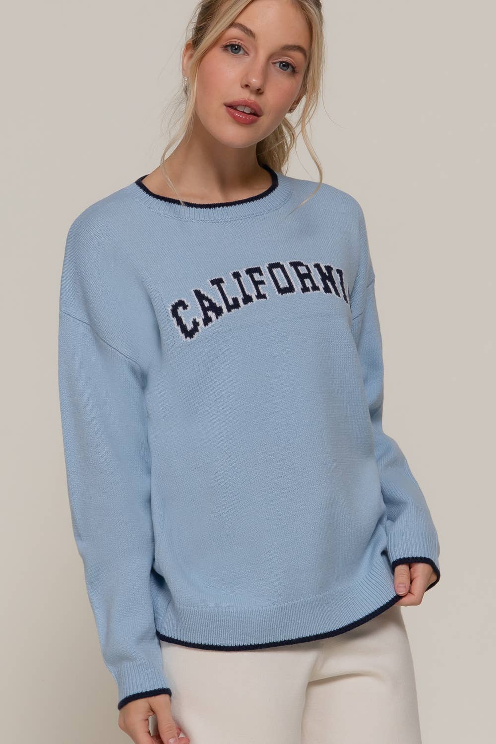 Active USA - Women's Long Sleeve Crew Neck California Lettering Sweater - SW14654