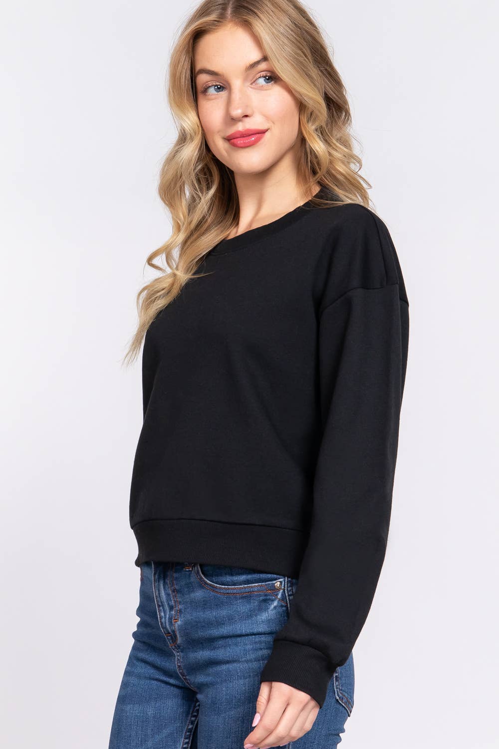 Active USA - Women's Long Sleeve Round Neck Crop SweatShirt - T13736