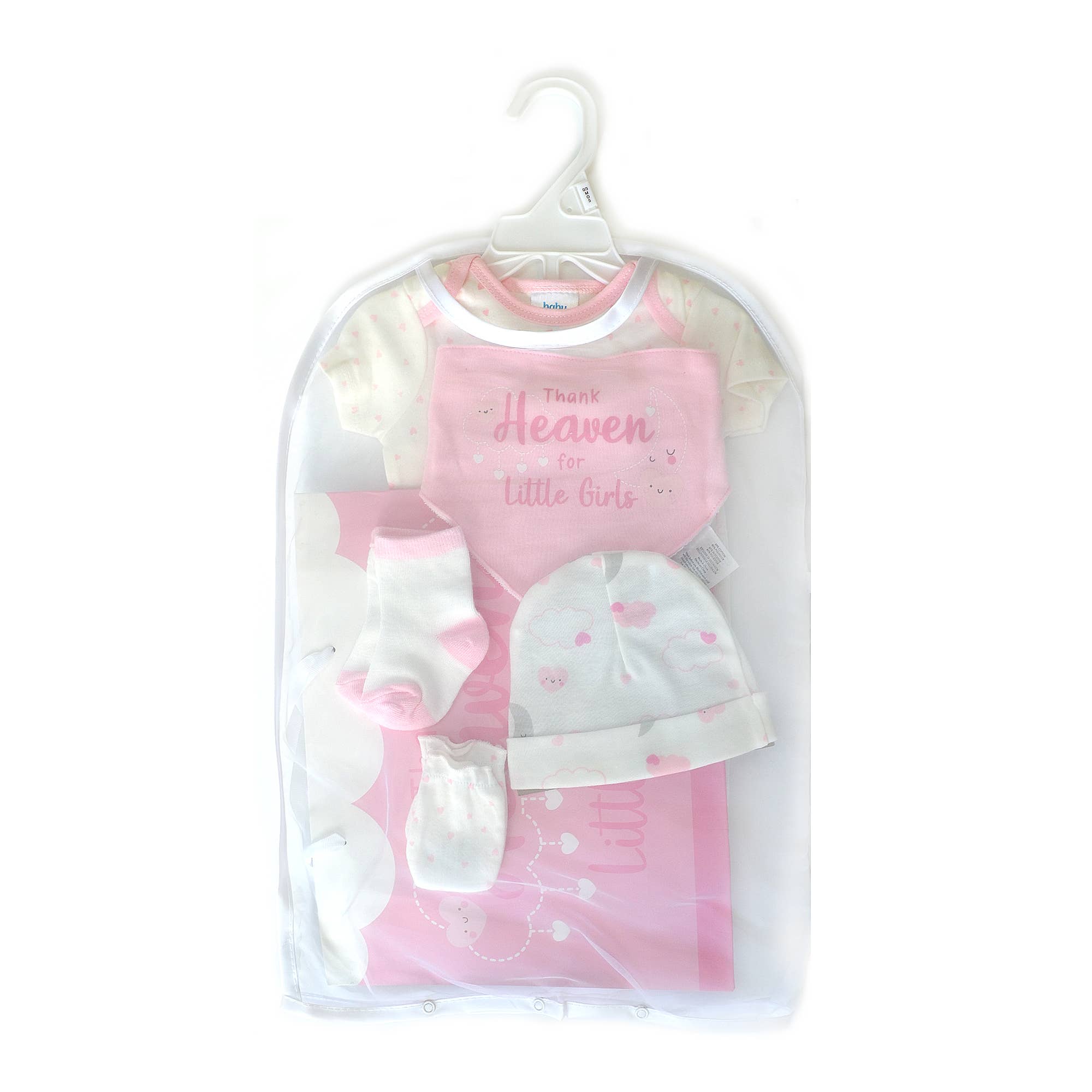 8 Pcs Hanging Baby Gift Set Bodysuit Leggings Bib Mitten Cap