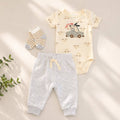 Conjunto de 3 piezas de body, calcetines y pantalones de chenilla con apliques para bebé - B148J103