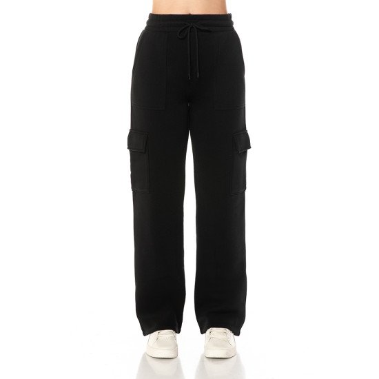 Ambiance - Women's Fleece Cargo Straight Sweatpants - 76081