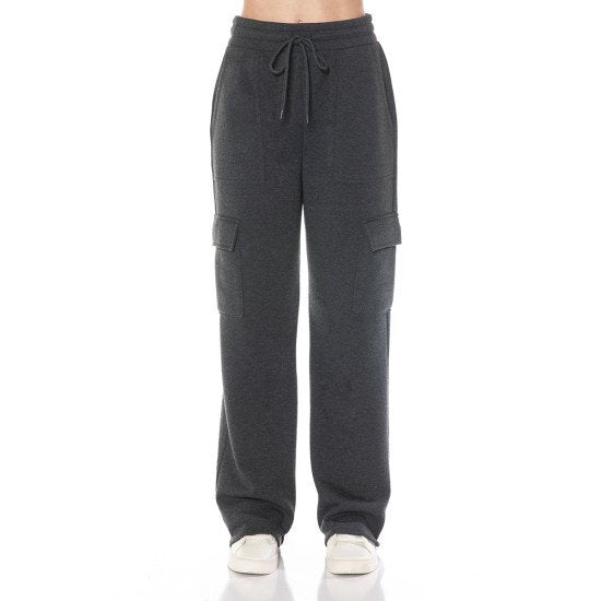 Ambiance - Pantalones de chándal rectos de forro polar cargo para mujer - 76081