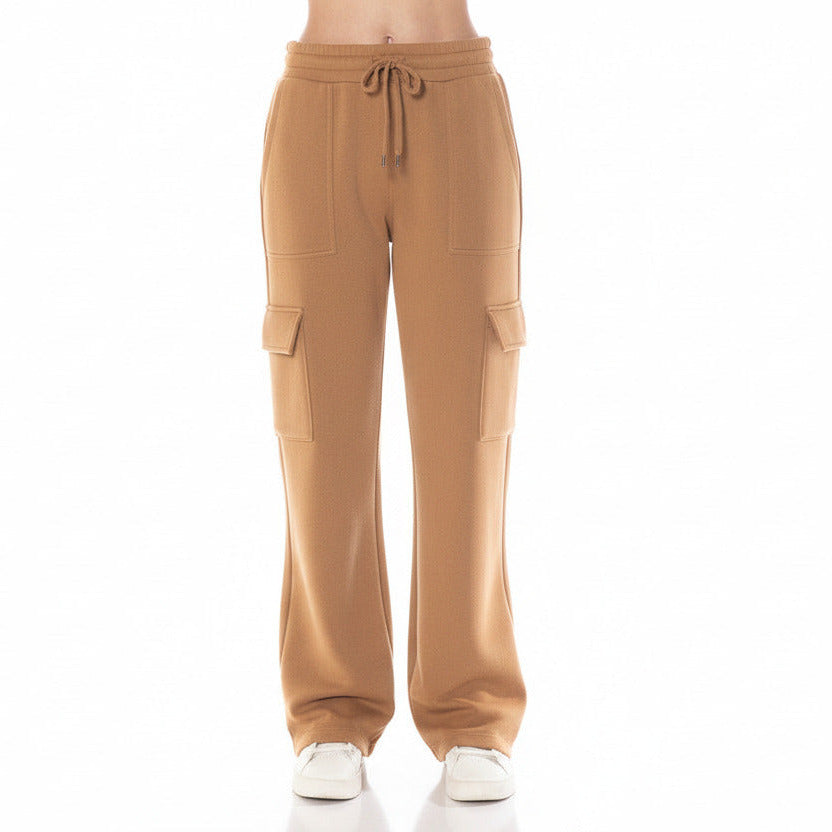Ambiance - Women's Fleece Cargo Straight Sweatpants - 76081