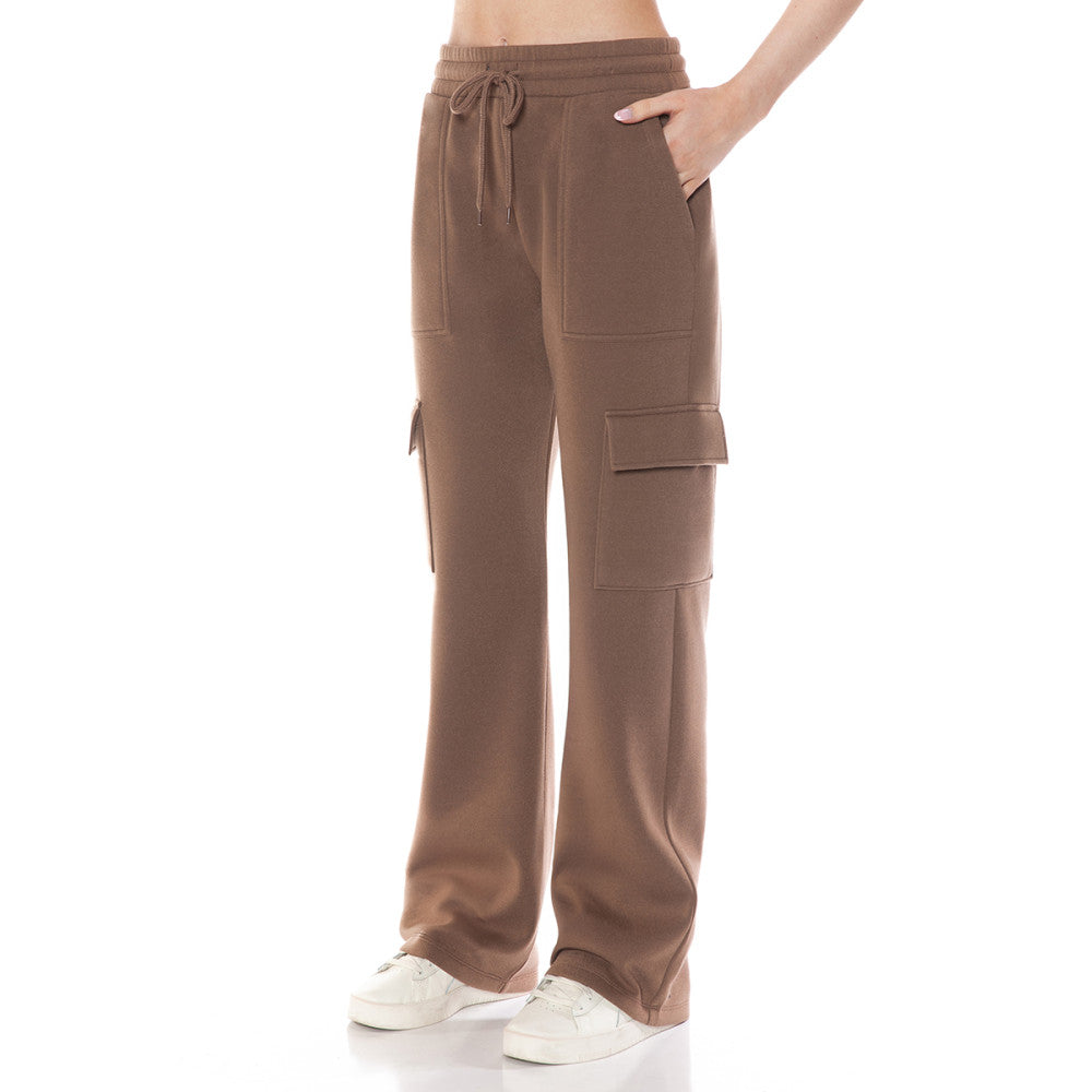 Ambiance - Women's Fleece Cargo Straight Sweatpants - 76081