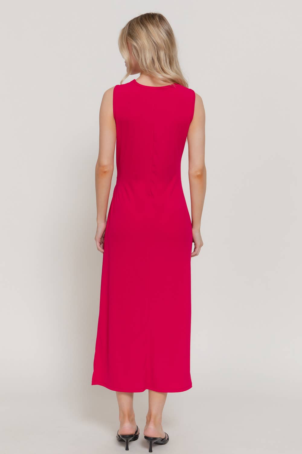 Active USA - Vestido Midi sin Mangas con Cuello Redondo y Detalle en la Cintura para Mujer - D15175