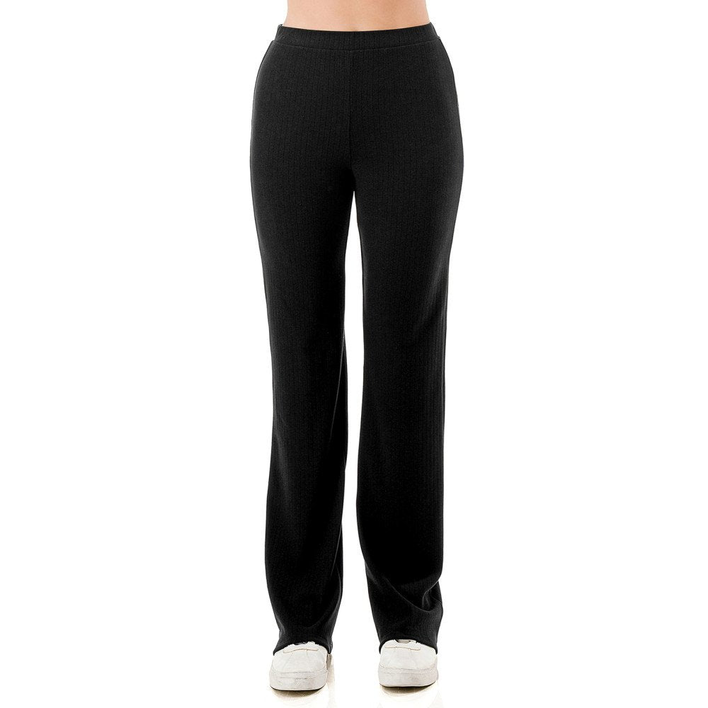 Ambiance - Women's Wide Rib Knit Long Pants - 76844