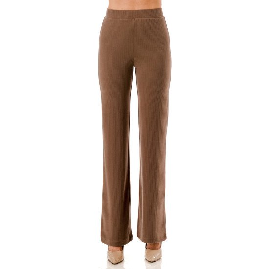 Ambiance - Women's Wide Rib Knit Long Pants - 76844