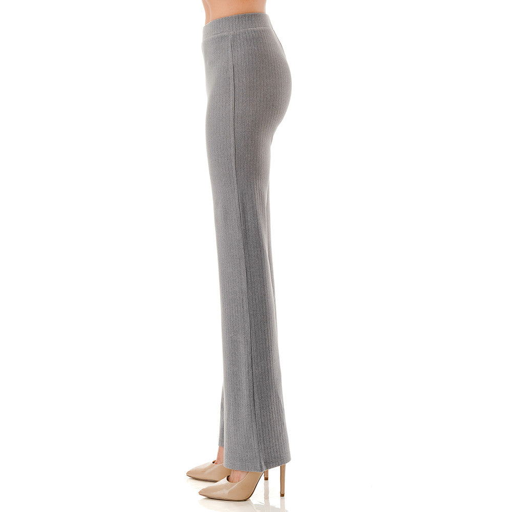 Ambiance - Women's Wide Rib Knit Long Pants - 76844