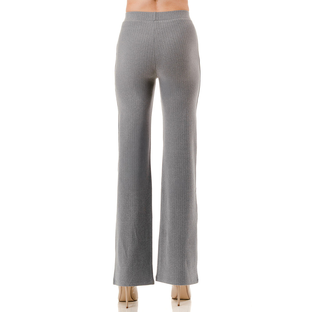 Ambiance - Women's Wide Rib Knit Long Pants - 76844