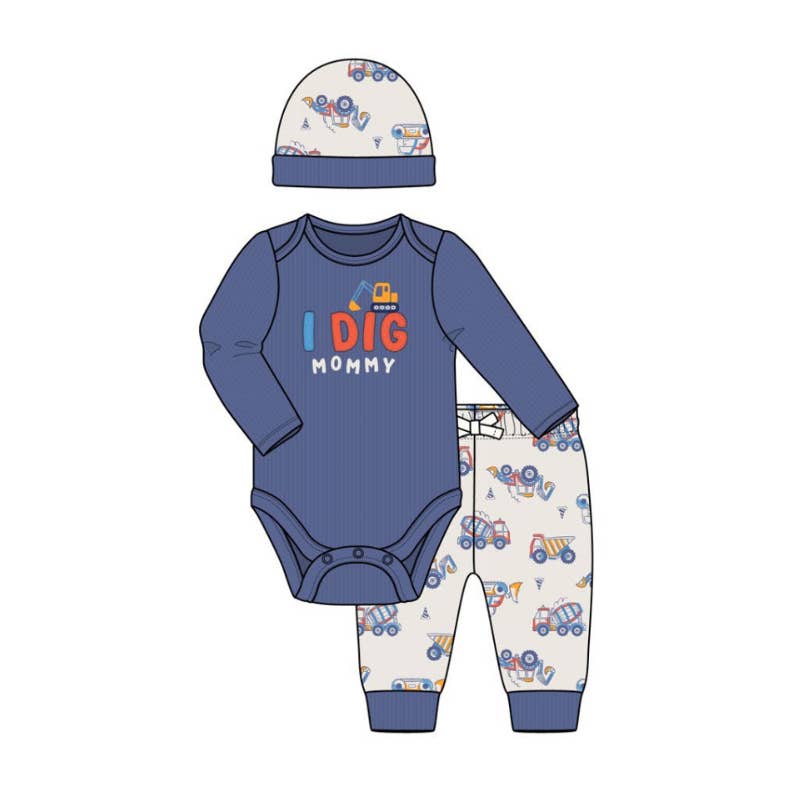 Baby 3pcs Chenille Applique Bodysuit Hat Pants Set