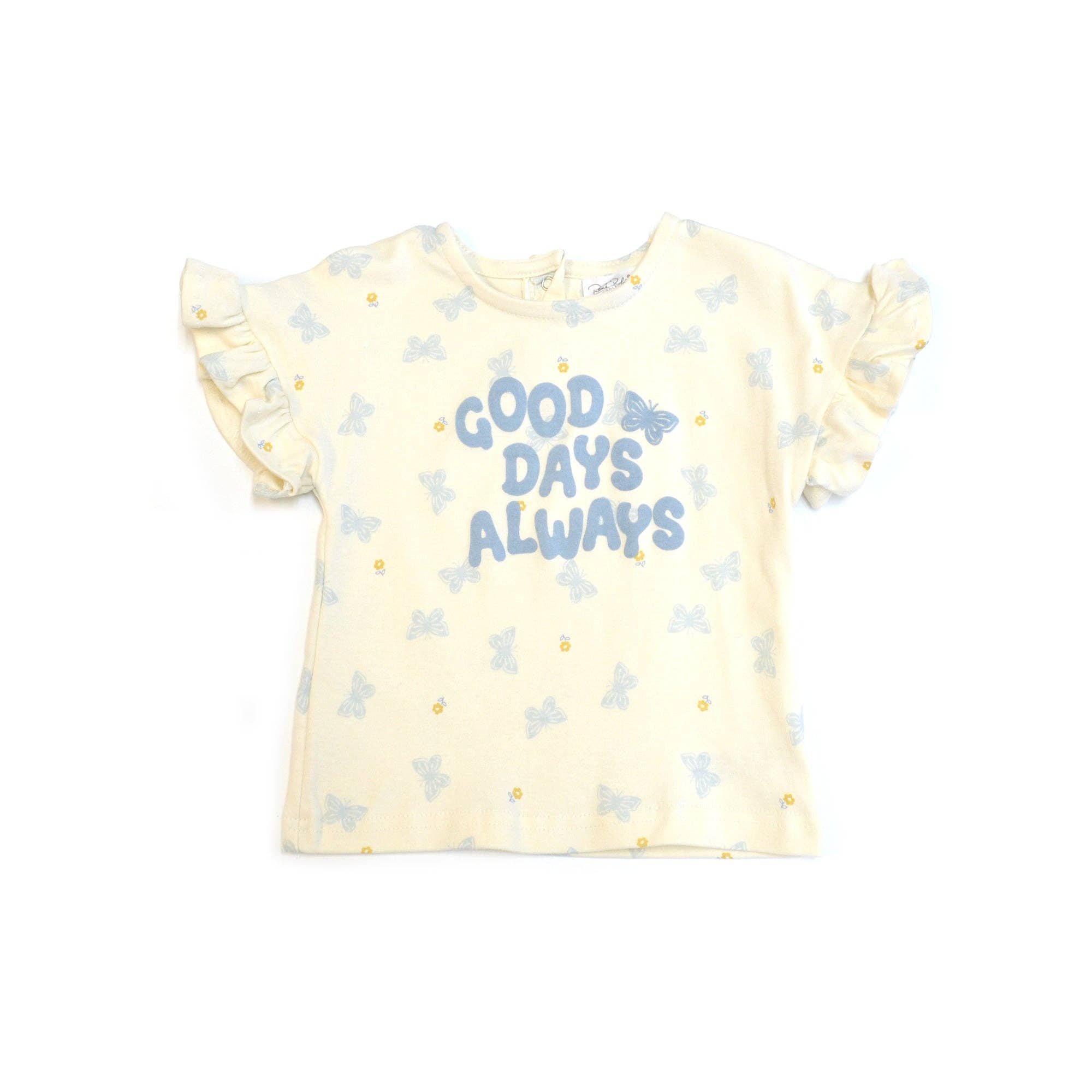 Conjunto de camiseta de algodón de manga corta con volantes y shorts para bebé niña - R012J802