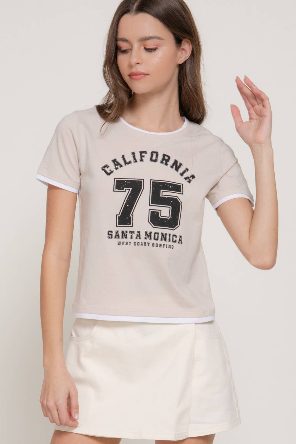 Active USA - Women's Short Sleeve Round Neck Printed Knit Top - T15096