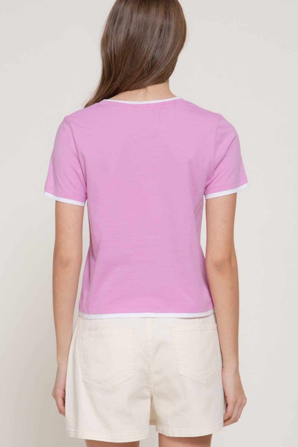 Active USA - Women's Short Sleeve Round Neck Printed Knit Top - T15096