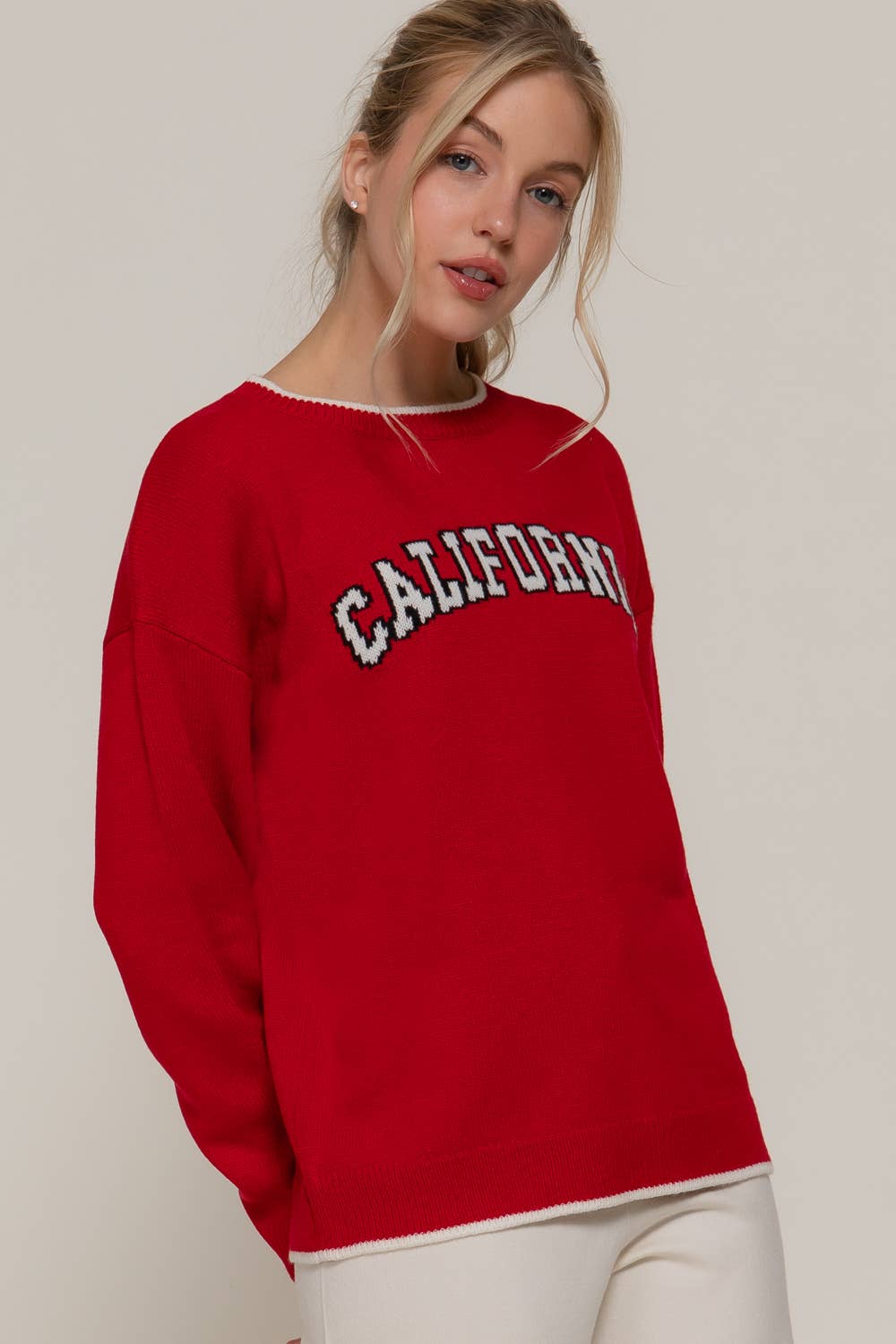 Active USA - Women's Long Sleeve Crew Neck California Lettering Sweater - SW14654