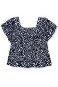 Girl's Floral Fashion Top with Square Neckline - GKT-310B