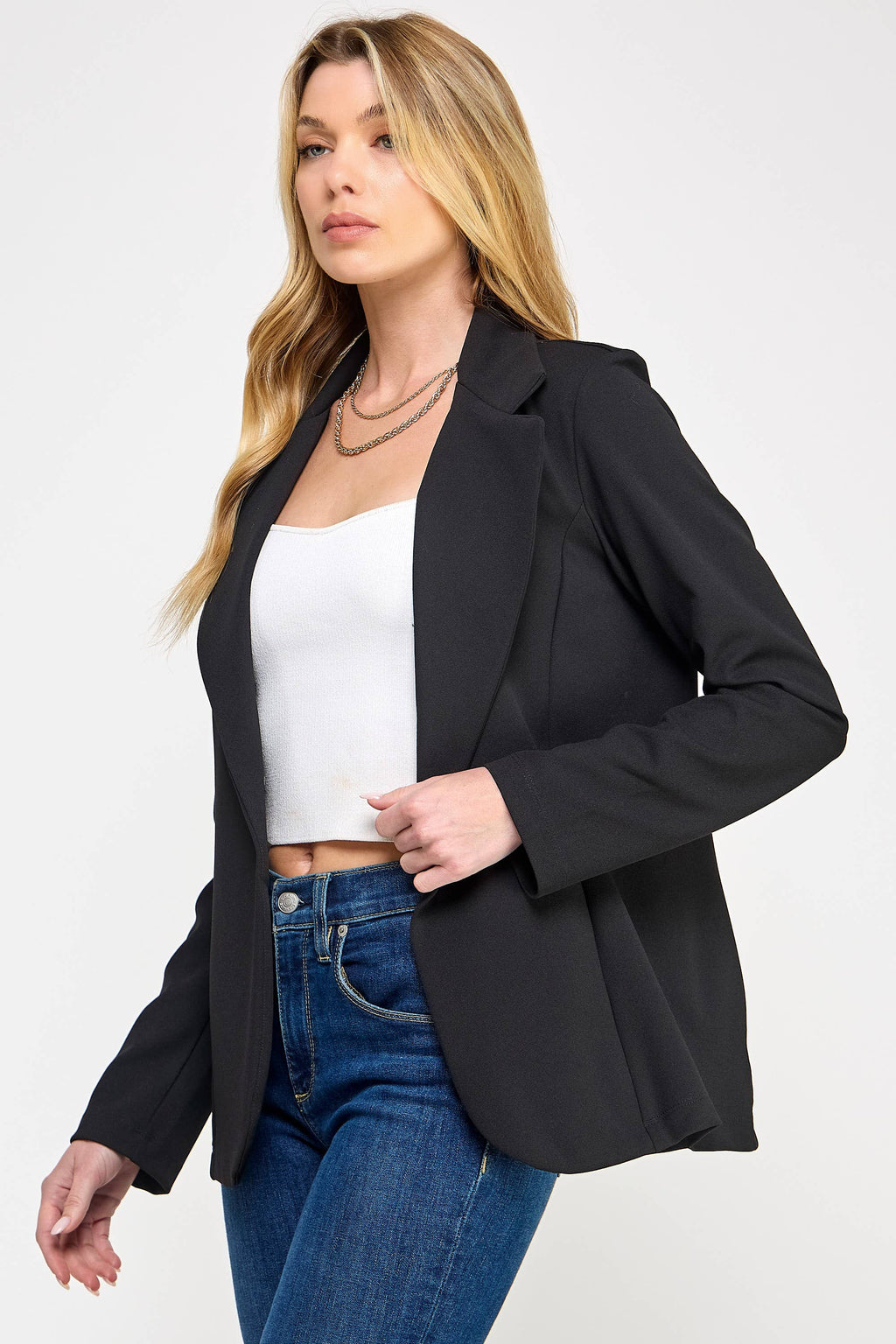 Women's Scuba Crepe Knit Blazer No Pocket - MJ6138A