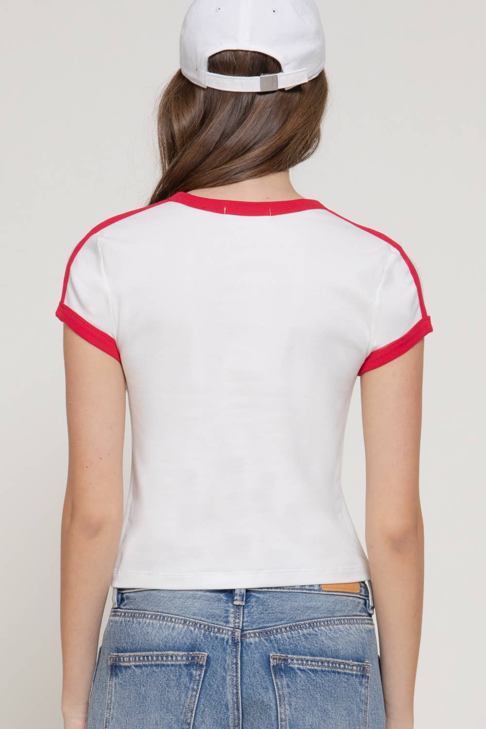 Active USA - Women's Short Sleeve Crew Neck Double Tape Detail Ringer T-Shirt - T15112