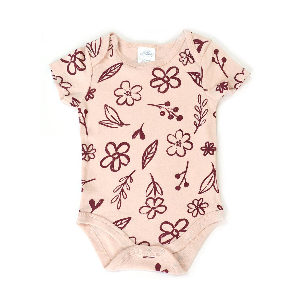 Conjunto de 3 bodis de chenilla floral bordada 100% algodón - B173H203