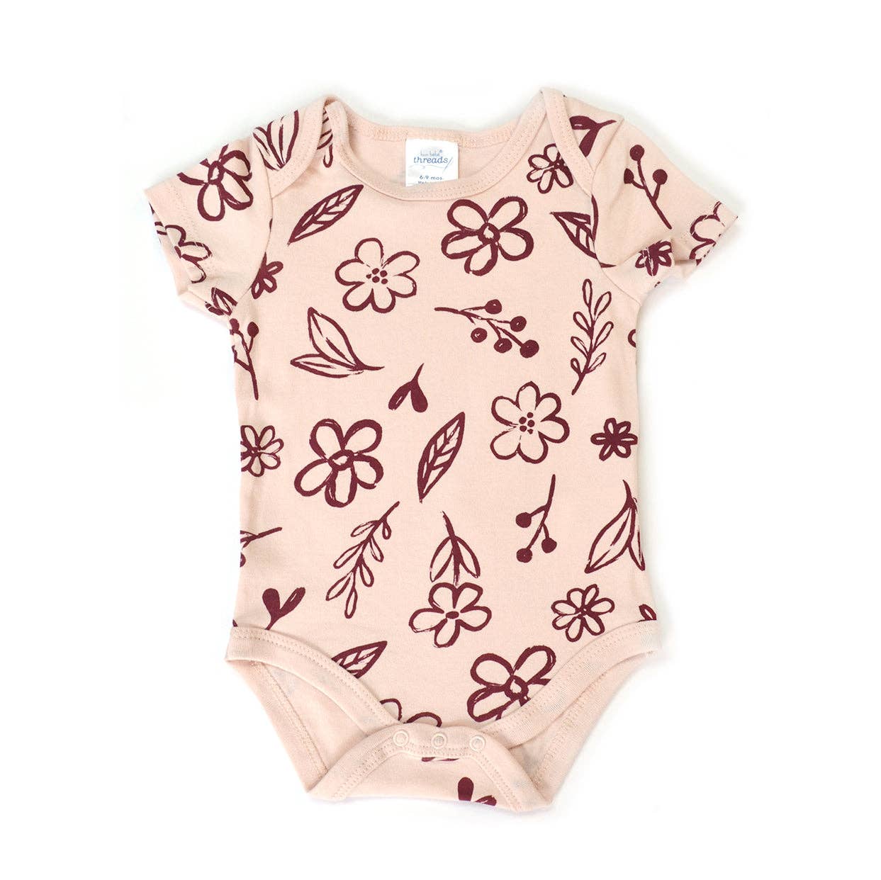 Set of 3 100% Cotton Floral Chenille Embroidery Bodysuits - B173H203