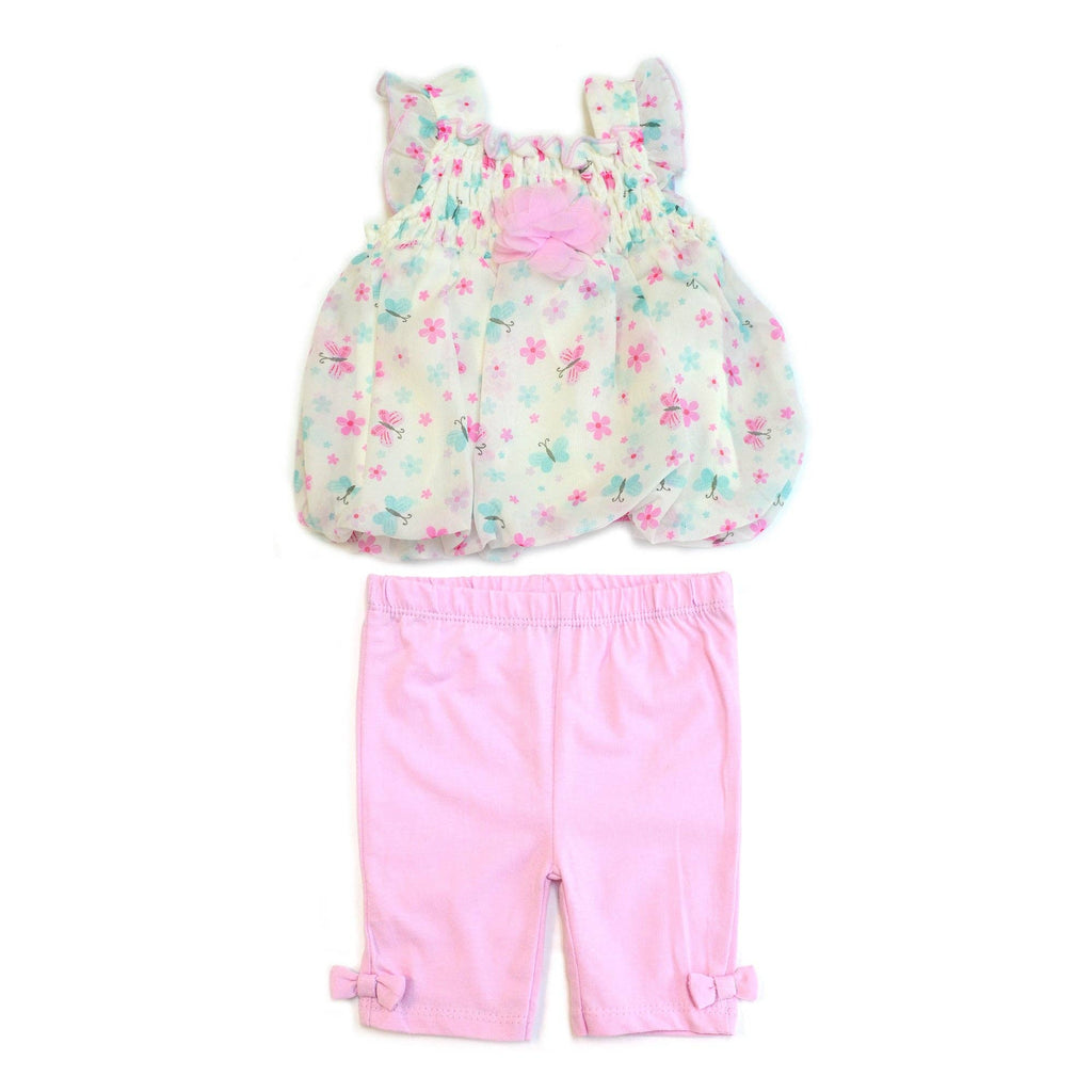 Conjunto de 2 Piezas de Blusa y Mallas de Gasa Floreada para Bebé - B047G506
