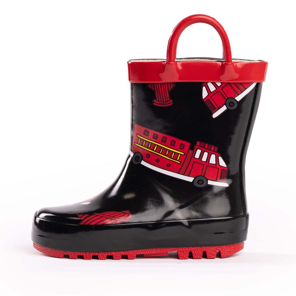 Norty New Waterproof Rain Boots - 40742 - Black Firetrucks