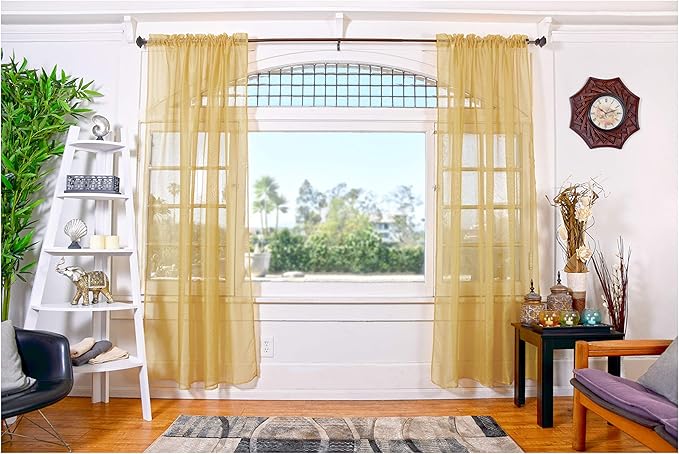 American Linen & Rugs - Cortinas transparentes lisas Snow de 108x84"