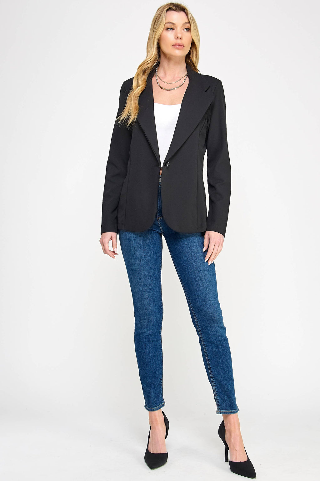 Women's Scuba Crepe Knit Blazer No Pocket - MJ6138A