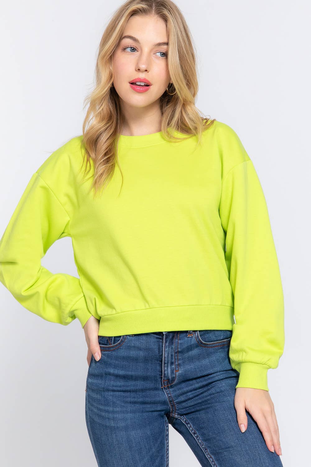 Active USA - Women's Long Sleeve Round Neck Crop SweatShirt - T13736