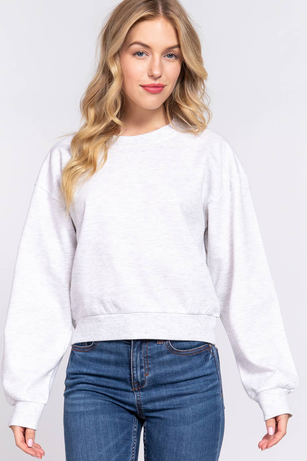 Active USA - Women's Long Sleeve Round Neck Crop SweatShirt - T13736