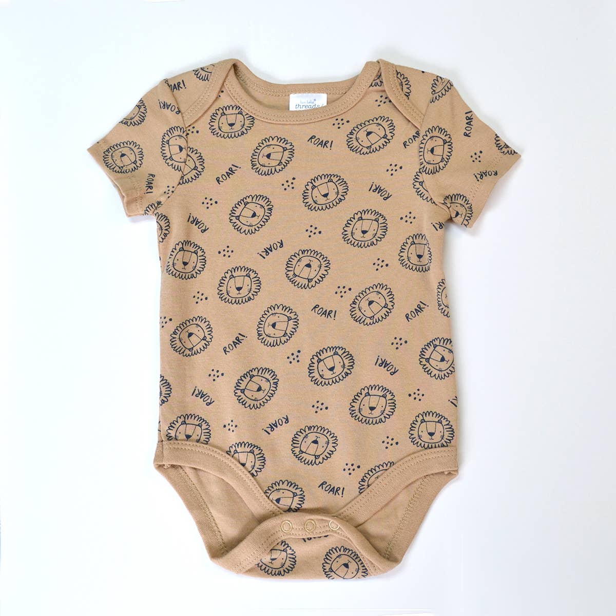 Pack of 3 100% Cotton Baby Roar Lion Twill Patches Bodysuits