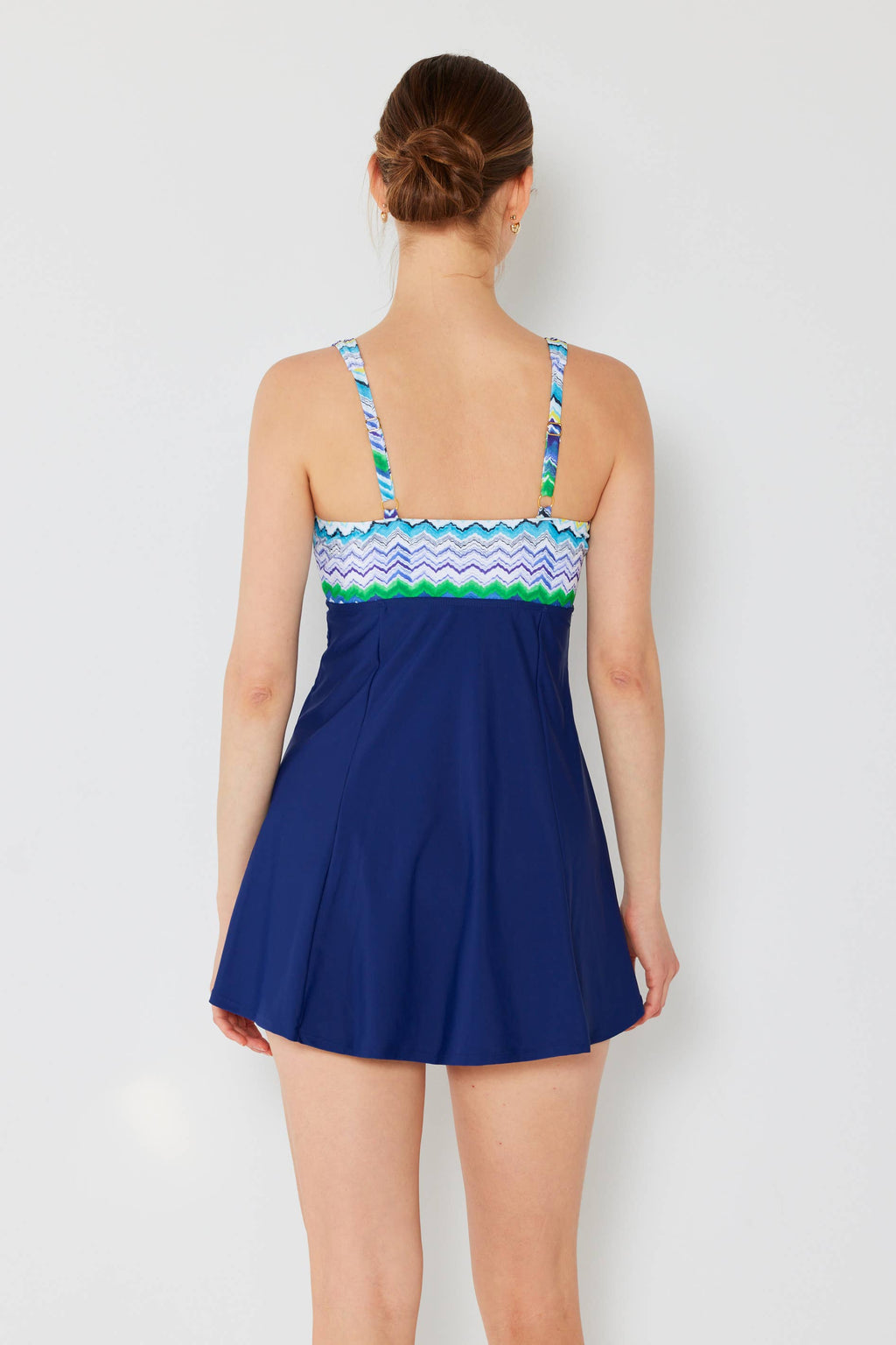 Women's Skirted Maillot 1pc - Zigzag Blue - PF838