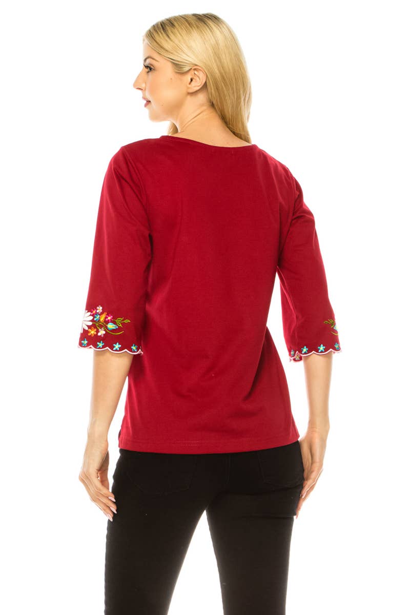 Adult Women's Traditional Embroidered 3 Quarter Sleeve - MT804