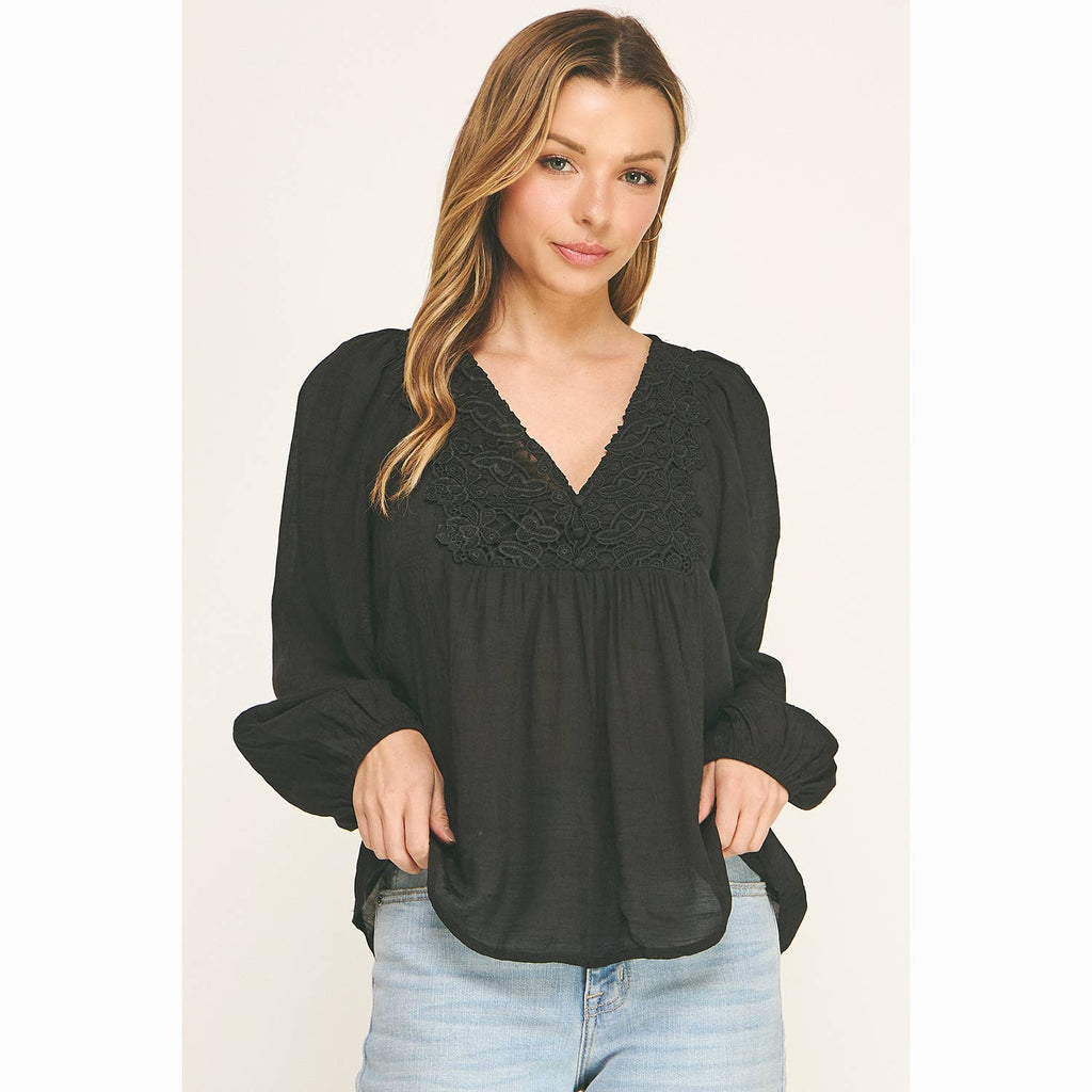 Colección Winslow - Blusa Bohemia Fluida con Escote en V y Encaje para Mujer - MA2202114S