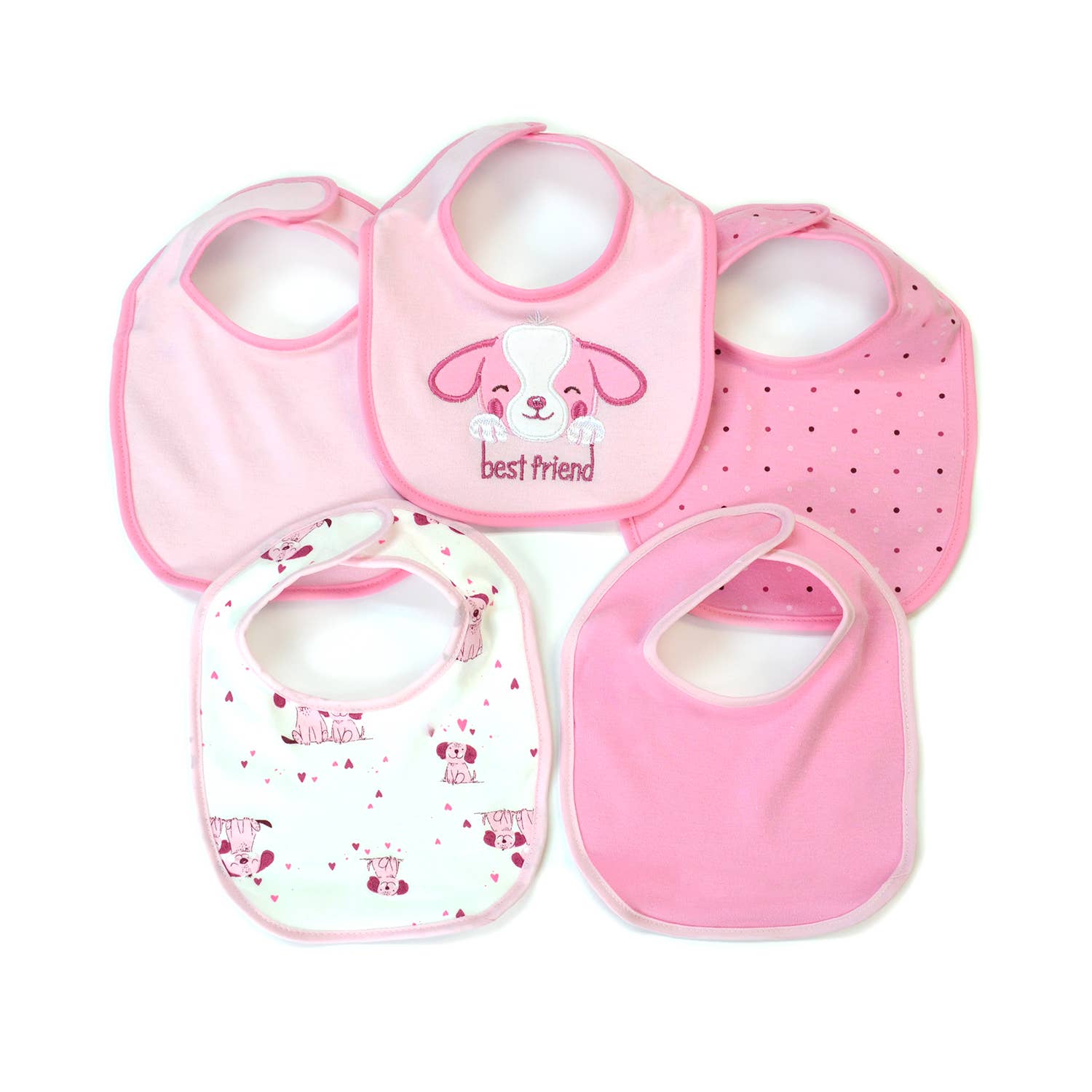 5 Pack Soft Cotton Poly Embroidered Baby Bibs