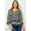 Colección Winslow - Blusa de punto con cuello redondo calado con estampado de flores vintage para mujer - G516401M68