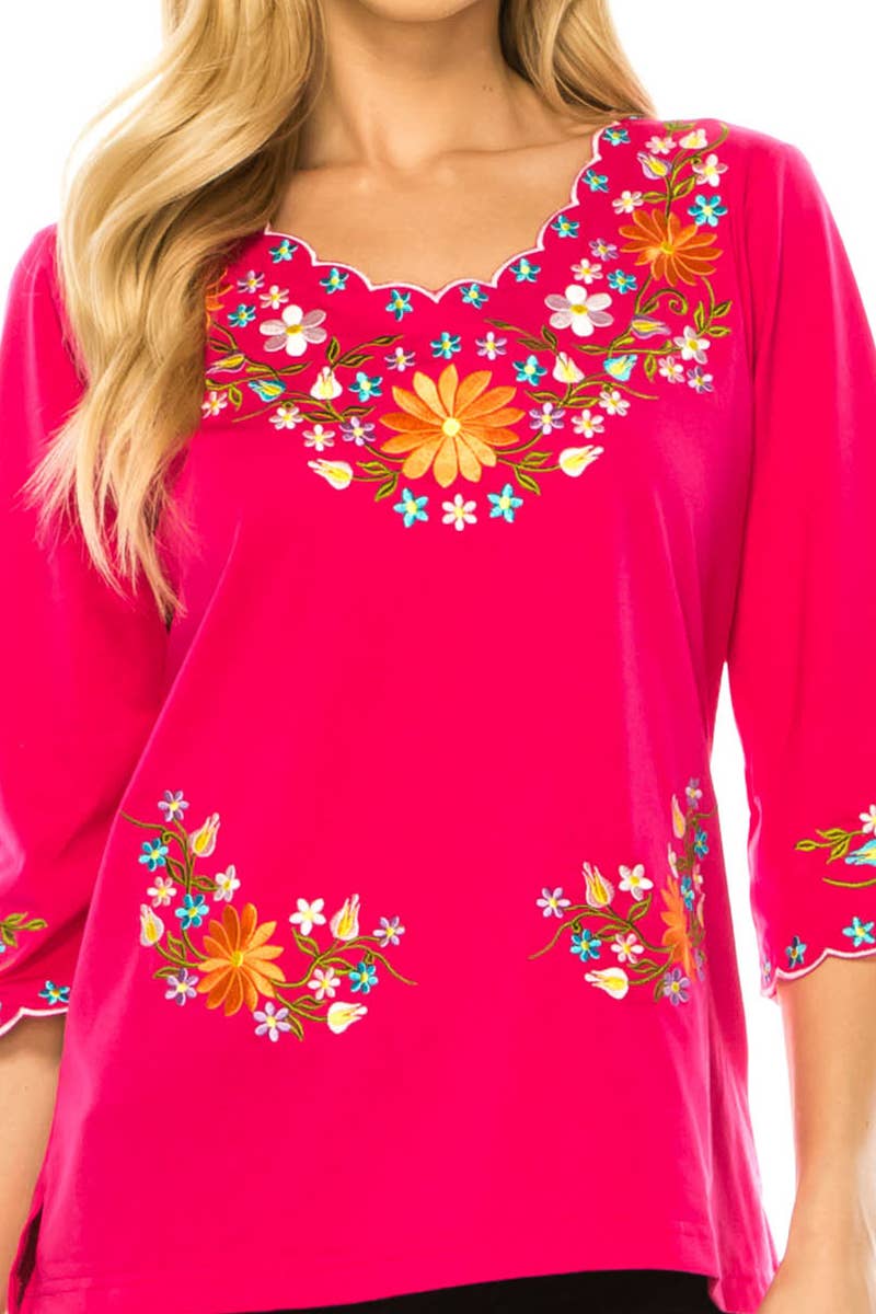 Adult Women's Traditional Embroidered 3 Quarter Sleeve - MT804