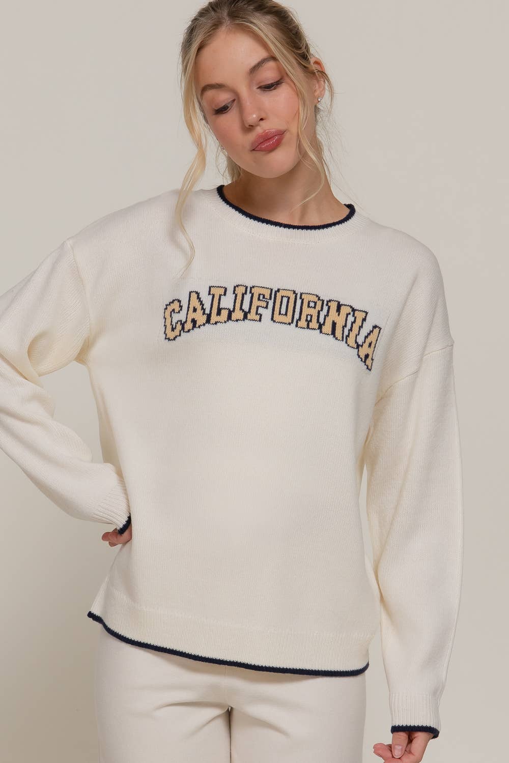 Active USA - Women's Long Sleeve Crew Neck California Lettering Sweater - SW14654