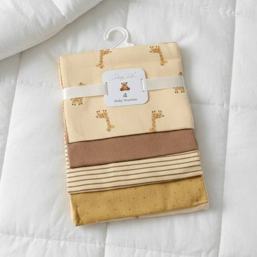 100% Cotton Rene Rofe 4-Pack Flannel Receiving Baby Blankets