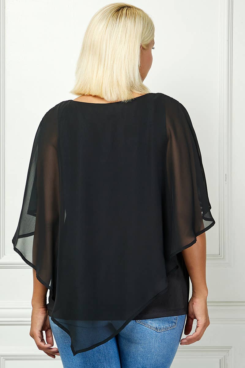 Colección Winslow - Blusa poncho "Blooming Elegance" para mujer [Tallas grandes] - G539895N74X