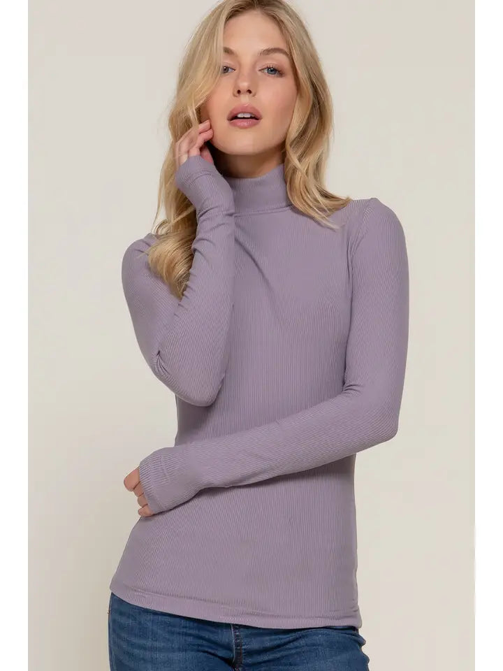 Active USA - Long Sleeve Turtle Neck Rayon Span Rib Top - T13174