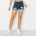 Wax Jean - Women's Distressed Shorts with Rolled Cuff - 90320